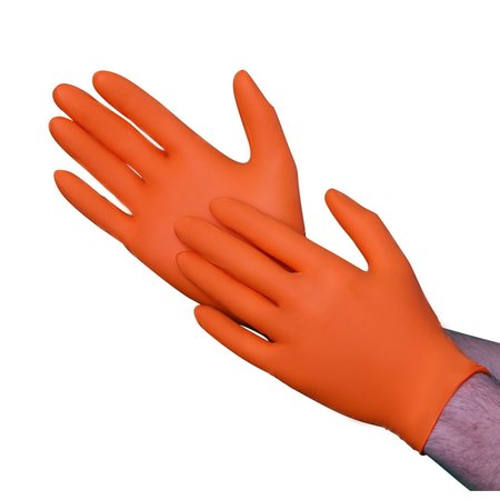 VGUARD A1EA6, Nitrile Exam Gloves, 5 mil Palm, Nitrile, Powder-Free, Large, 1000 PK, Orange A1EA63